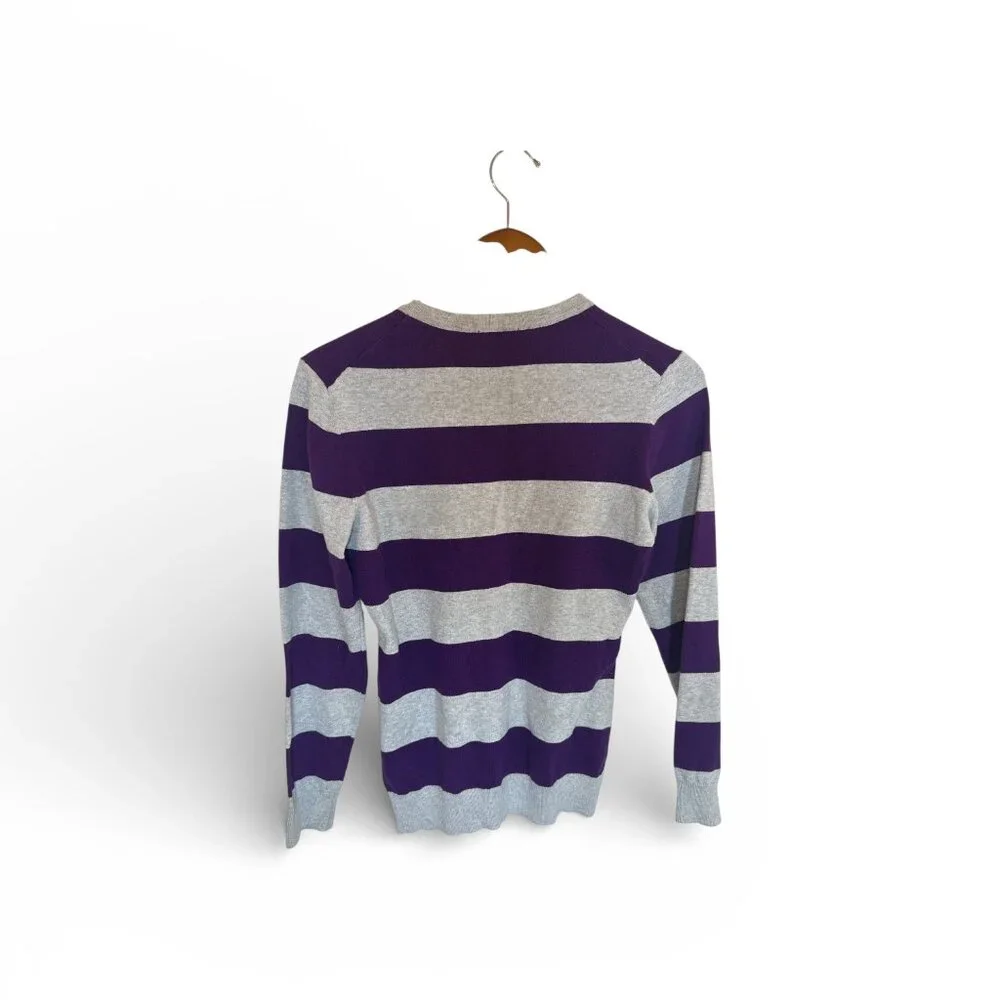U.S. Polo Assn. Sport Sweater Women’s Medium Purple Gray Rugby Stripe Preppy - Picture 4 of 10